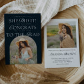 Ze deed het Navy Arch Hybrid Font Modern Afstudere Kaart