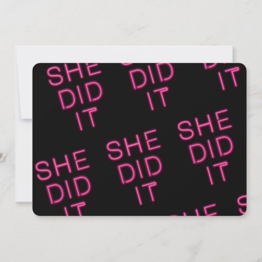 Ze deed het Neon Light Graduation Party Invitation Kaart (Achterkant)