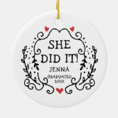 Ze deed het op maat gesneden moderne Afstuderen Keramisch Ornament (Achterkant)