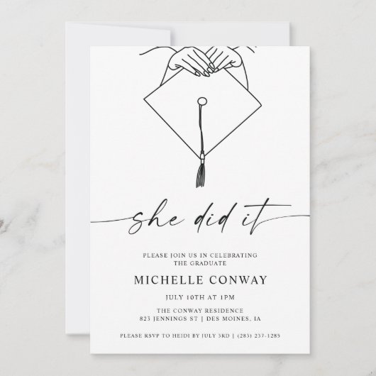 Ze deed het Pet en Tassel Graduation Party Kaart (Voorkant)