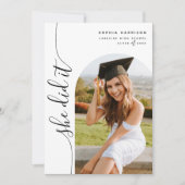 Ze deed het Photo Arch Vertical Script-Afstuderen Kaart (Voorkant)