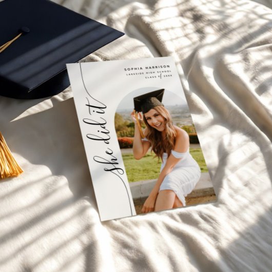 Ze deed het Photo Arch Vertical Script-Afstuderen Kaart