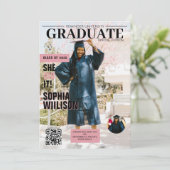 Ze deed het qr code magazine foto afstuderen kaart (Staand voorkant)