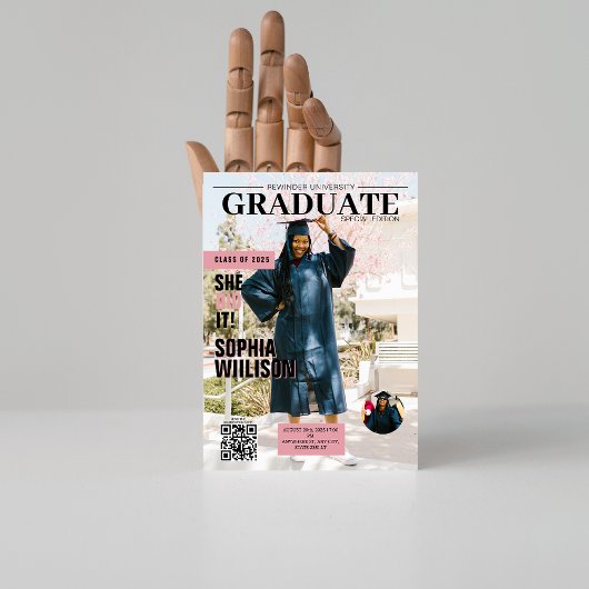 Ze deed het qr code magazine foto afstuderen kaart