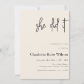 Ze deed het roze fotomoderne Afstuderen Kaart (Voorkant)