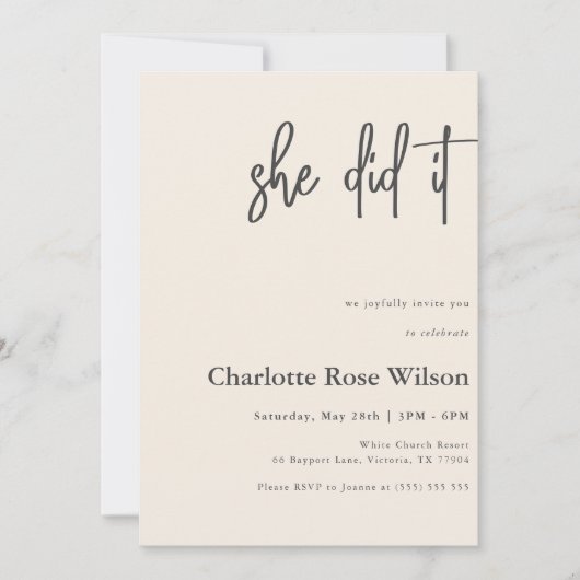 Ze deed het roze fotomoderne Afstuderen Kaart (Voorkant)