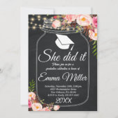 Ze deed het, schoolbordafstudeerfeest kaart (Voorkant)