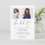 Ze deed het script 2 foto 2024 afstudeerfeest kaart (Staand voorkant)