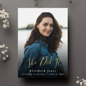 Ze deed het script Afstuderen foto Folie Uitnodiging