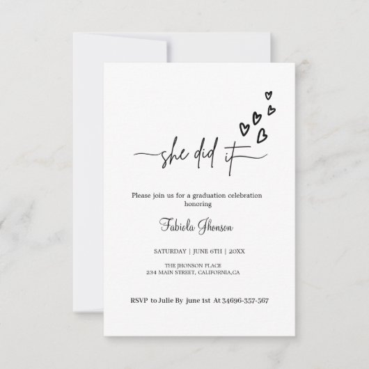 Ze deed het simpele grautiviering om te vereren kaart (Voorkant)