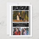 Ze deed het simpele minimalistische BW-Afstuderen Aankondiging (Voorkant)