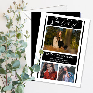 Ze deed het simpele minimalistische BW-Afstuderen Aankondiging