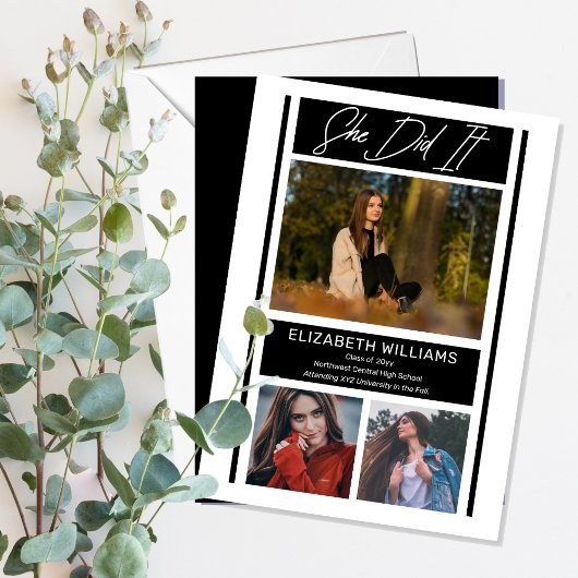 Ze deed het simpele minimalistische BW-Afstuderen Aankondiging