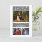 Ze deed het simpele minimalistische grijze Afstude Aankondiging (Staand voorkant)