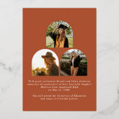 Ze deed het Terracotta Modern Arch Photo Afstudere Folie Uitnodiging (Achterkant)