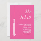 Ze deed het trendy chique hot roze foto Afstuderen Kaart (Voorkant)