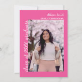 Ze deed het trendy chique hot roze foto Afstuderen Kaart (Achterkant)