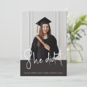 Ze deed het typografie foto afstuderen kaart (Staand voorkant)