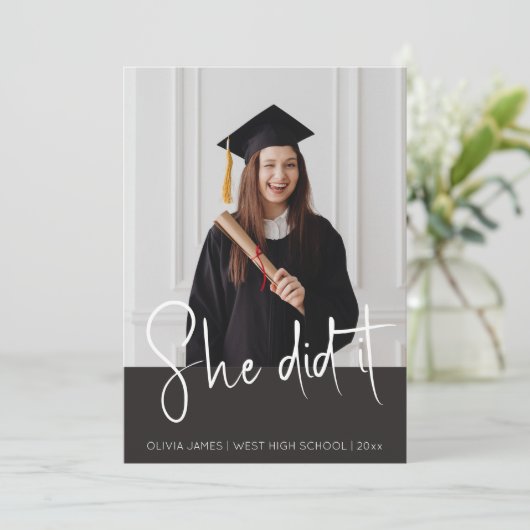 Ze deed het typografie foto afstuderen kaart (Staand voorkant)