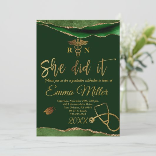 Ze deed het - Verpleegschool Groen & Goud Afstuder Kaart (Staand voorkant)