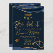 Ze deed het - Verpleegschool Marine & Gold Afstude Kaart (Voorkant / Achterkant)