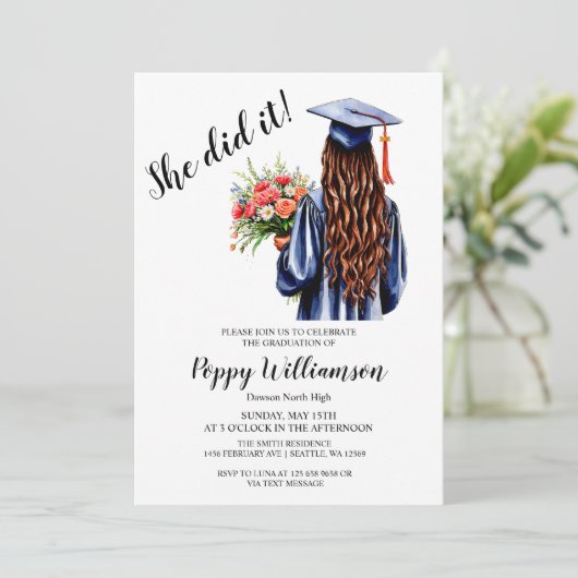 Ze deed het Waterverf Afstuderen Kaart (Staand voorkant)