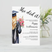 Ze deed het Waterverf Afstuderen Kaart (Staand voorkant)