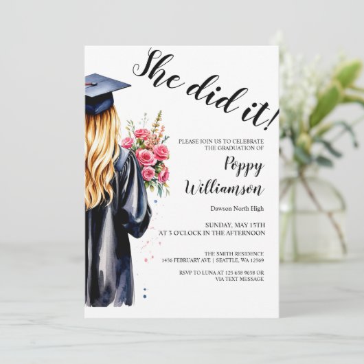 Ze deed het Waterverf Afstuderen Kaart (Staand voorkant)