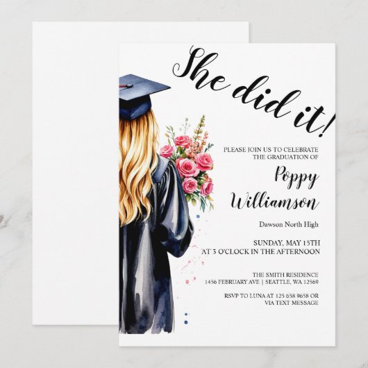 Ze deed het Waterverf Afstuderen Kaart (Voorkant / Achterkant)