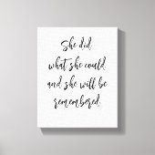 "Ze deed wat ze kon" Inspirerend Canvas Art Afdruk (Voorkant)