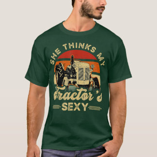 Ze denkt dat mijn trekkers sexy Farming Farmer Boe T-shirt