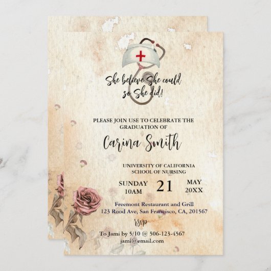 Ze denkt dat ze Afstuderen kan Kaart (Voorkant / Achterkant)