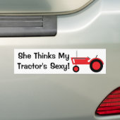 Ze denkt rood bumpersticker (Op auto)