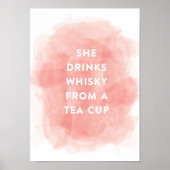 Ze Drink Whiskey Waterverf Print (Voorkant)