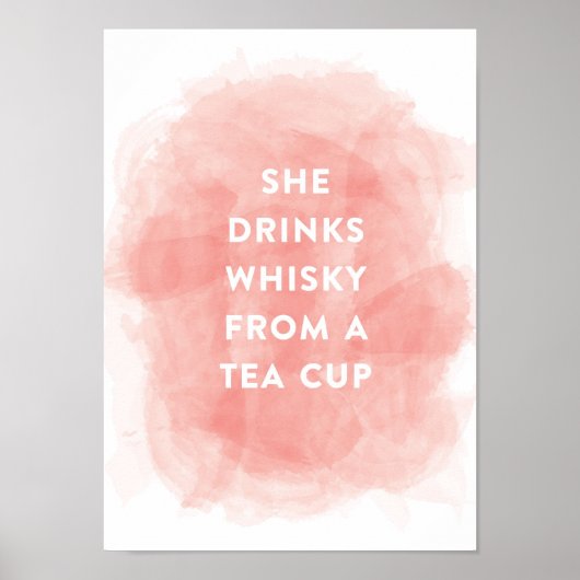 Ze Drink Whiskey Waterverf Print (Voorkant)