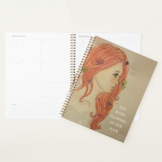 Ze droeg bloemen in haar haar planner (Display)