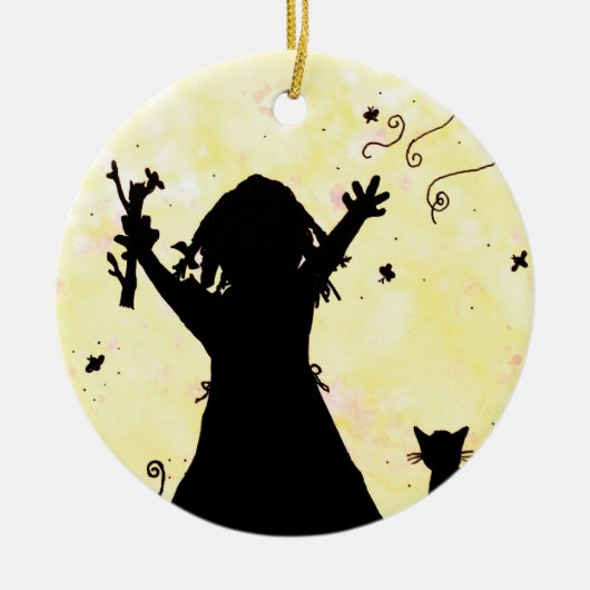 Ze droomt van Magie in de maan Keramisch Ornament (Voorkant)