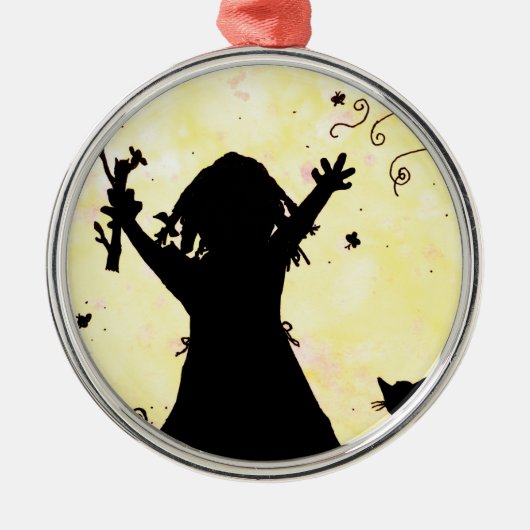 Ze droomt van Magie in de maan Metalen Ornament (Voorkant)