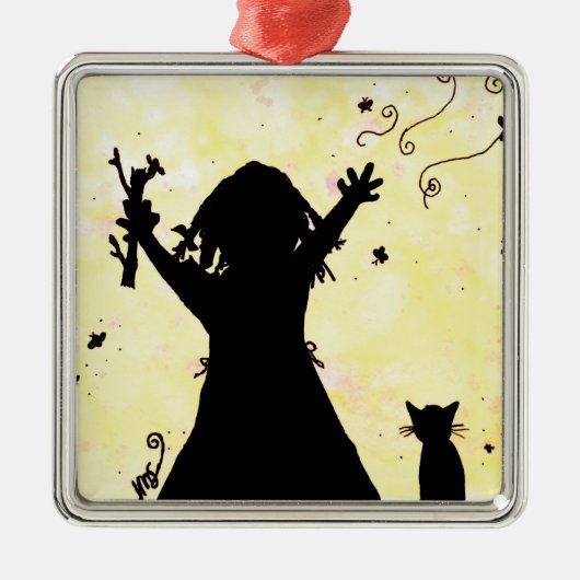 Ze droomt van Magie in de maan Metalen Ornament (Voorkant)