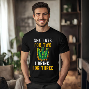 Ze eet voor twee, ik Drink voor drie grappige T-sh T-shirt