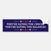 Ze eten de cheques, ze eten de balan bumpersticker (Voorkant)