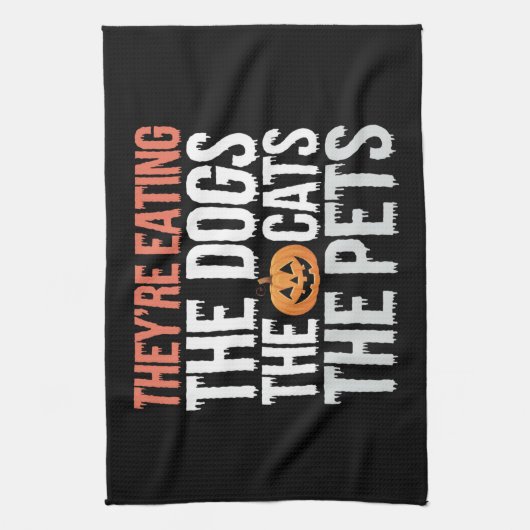 Ze eten de honden, de katten en de huisdieren Hall Theedoek (Verticaal)