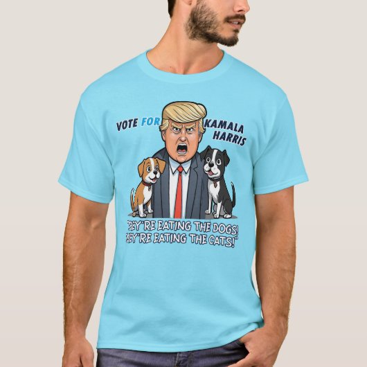 Ze eten de honden Grappig Trump Kamala 2024 T-shirt (Voorkant)