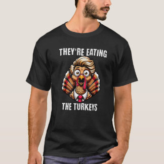 Ze eten de kalkoenen Mannen Grappige Thanksgiving T-shirt