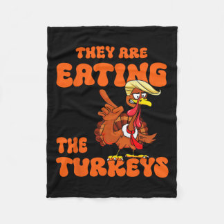 Ze eten de kalkoenen met Thanksgiving Trump Humo Fleece Deken
