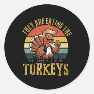 Ze eten de kalkoenen Thanksgiving Turkije TR Ronde Sticker