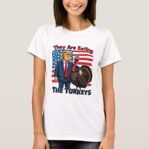 Ze eten de kalkoenen zo grappig als Donald Trump T-shirt