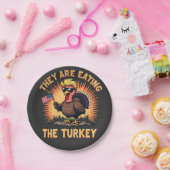 Ze eten de Turkije Trump Vance Papieren Bordje (Feest)