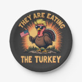 Ze eten de Turkije Trump Vance Papieren Bordje (Voorkant)