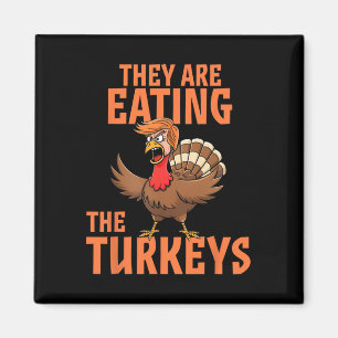 Ze Eten Kalkoen Grappig Donald Trump Thanksgiving Magneet